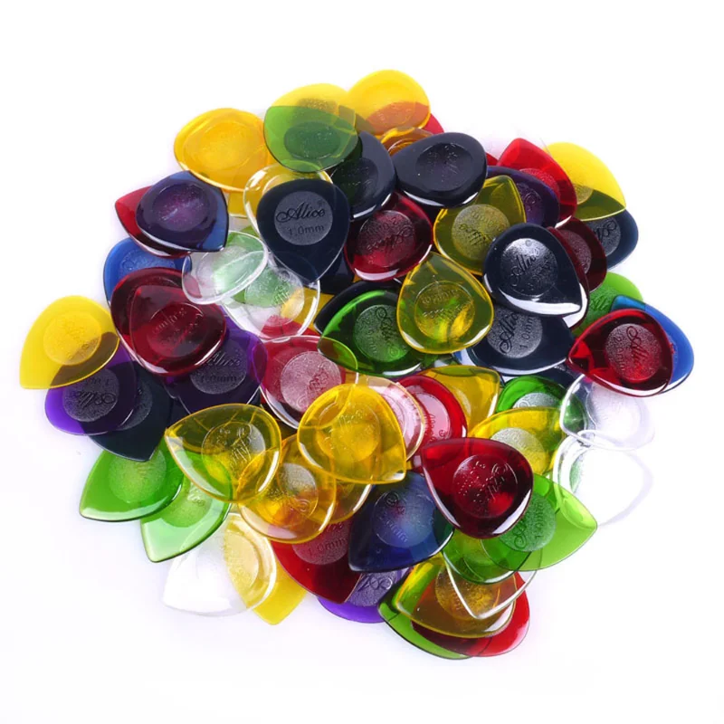 Alice Guitar Bass Picks 100pcs AP-100JS Durable Clear Pure Color Plectrum 1.0 2.0 3.0 Mixed Small Size with Guitar Pick Case Box
