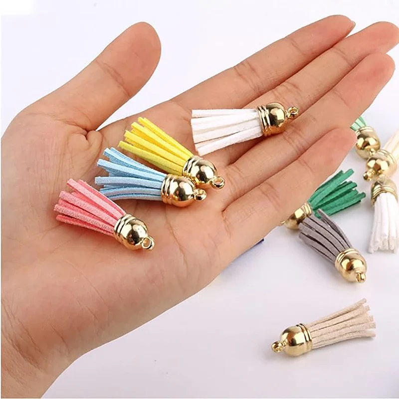 100Pcs 키 체인 Tassels 대량 3cm 가죽 술 펜 던 트 키 체인 DIY 및 공예에 대 한 다채로운 Tassels