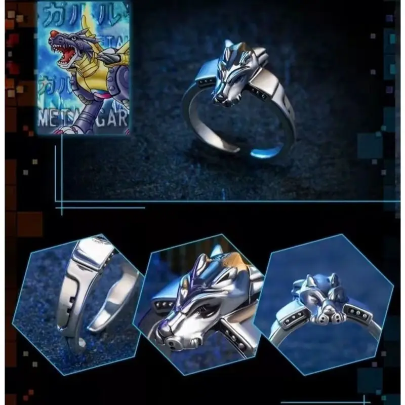 Anime Cartoon Digimon Digital Monster Ring Garurumon Unisex Cosplay Adjustable Angel Angewomon Rings Party Accessories Jewelry