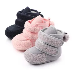Baby Warm Red Boots Fluffy Flock Snow Slip On Shoes for Girls Toddler 0-18 Months
