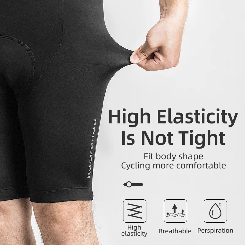 ROCKBROS Men Cycling Padded Bib Shorts Pro Fit Summer 4D Pad Road MTB Bicycle Shorts MTB Mountain Bicycle Riding Bib