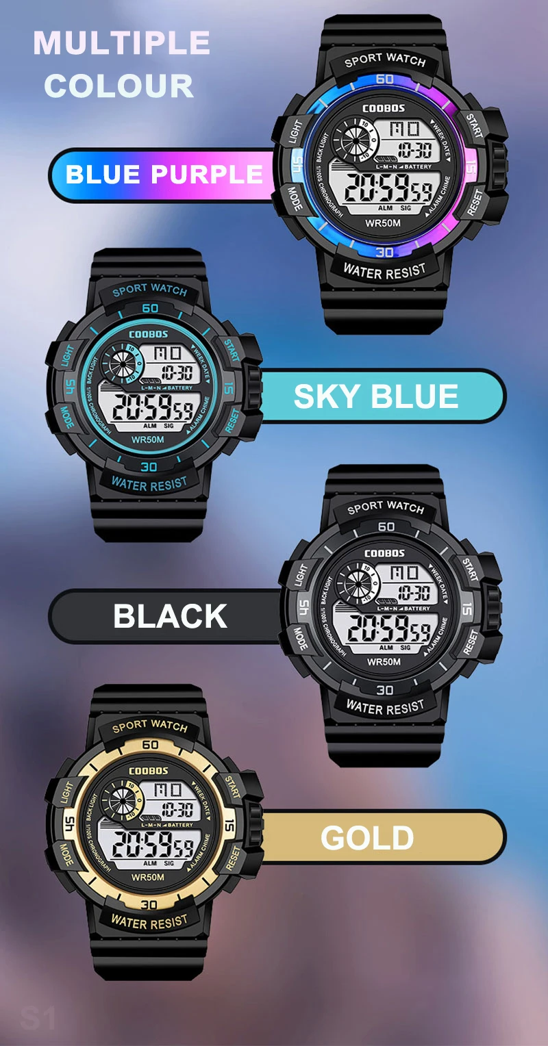 Luxury Colorful Sport Men Watch Waterproof Fashion Led Luminous Digital Wristwatches For Man Big Dial Military Clock Reloj Hombr