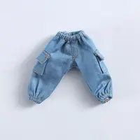 Ob11 Clothes Fashion Tooling Style Pants Pocket Decoration Jeans Elastic Waist Trousers For Obitsu11 Dolls Accessories Kids Toys 2