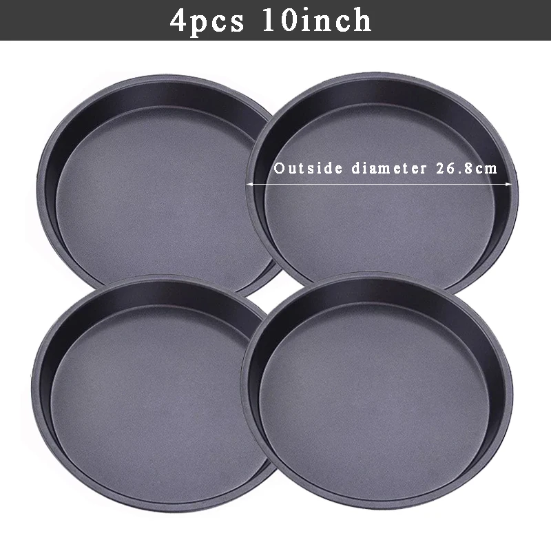 Deluxe Nonstick Carbon Steel Pizza and Baking Tray Set - 4-Piece Round Plate Collection for Effortless Baking and Serving