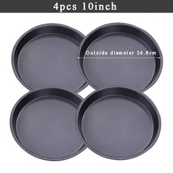 Deluxe Nonstick Carbon Steel Pizza and Baking Tray Set - 4 - Piece Round Plate Collection for Effortless Baking and Serving (4pcs 10inch)