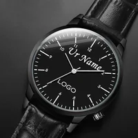 Personalized Free Engraved Your Name Logo 3ATM Water Resistant Customized Wristwatch Leather Man's Woman's Lady's Wrist Watch 1