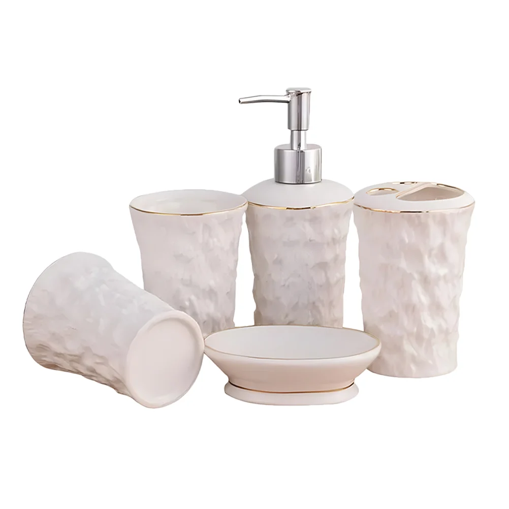 

Держатель для зубных щеток, набор из пяти предметов для ванной комнаты, керамический диспенсер для мыла и душа