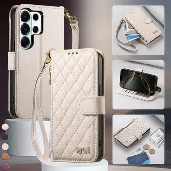 Fashion Leather Wallet Phone Cases for Samsung Galaxy S26 Ultra S25 Plus S24 FE S23 S22 A57 A37 A17 A56 A36 A16 Cards Cover Bag 1
