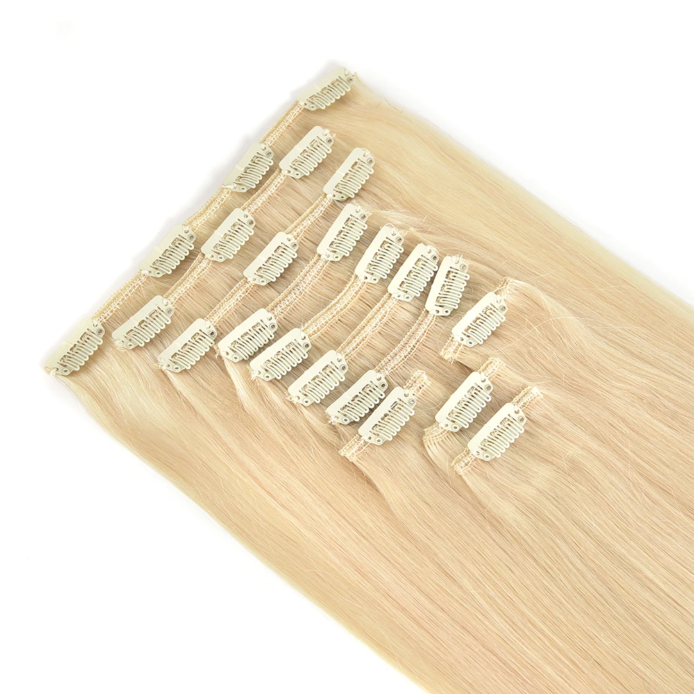 Straight Clip In Real Human Hair Extensions Full Head Brazilian Clip on For Black Women
