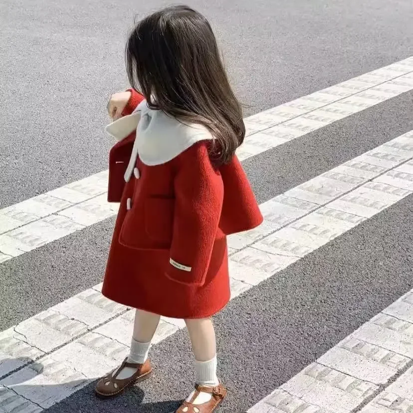 

Children Sets Korean Clothing Autumn Girls New Bow Knot Tank Top Skirt Outerwear Winter Turn Down Collar Lovely