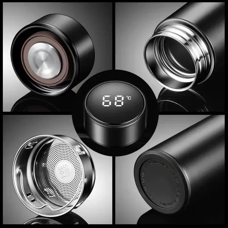 500ml Smart Thermos Intelligent Digital Display Vacuum Cup Water Cup Stainless Steel Vacuum Flasks Mug Water Bottle Drinking Cup