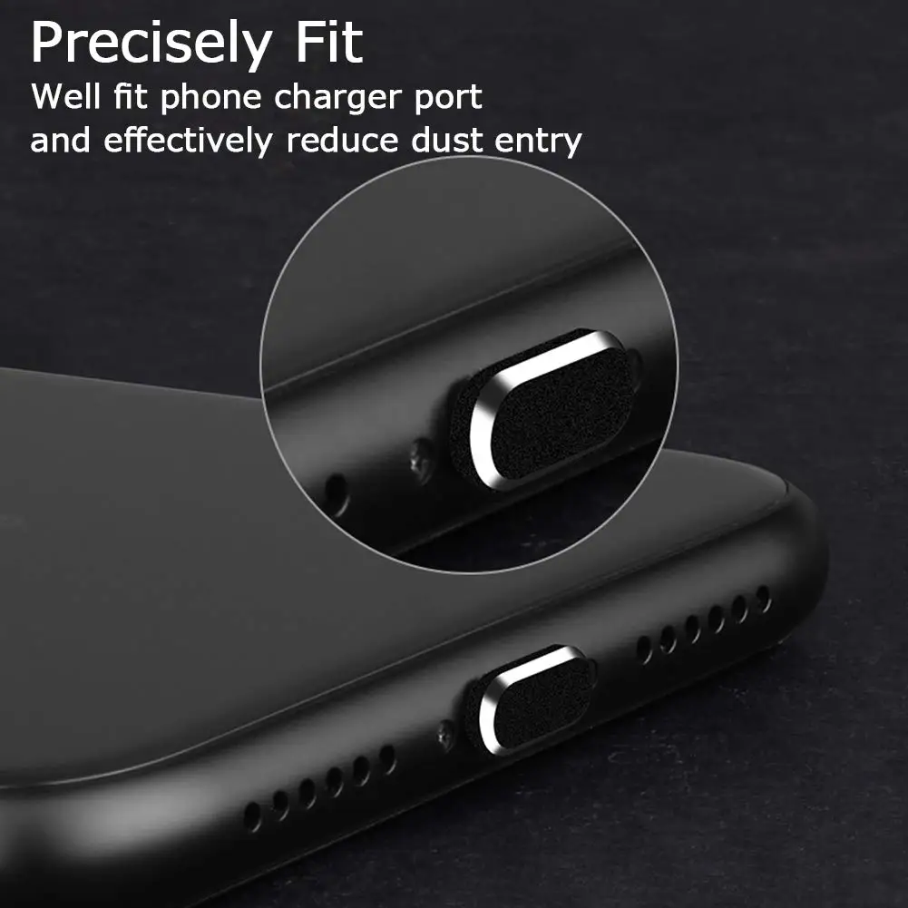 2Pcs 금속 충전 포트 먼지 플러그 iPhone 시리즈와 호환 가능, iPad AirPods 용 홀더가있는 Lightning 포트 커버 보호대