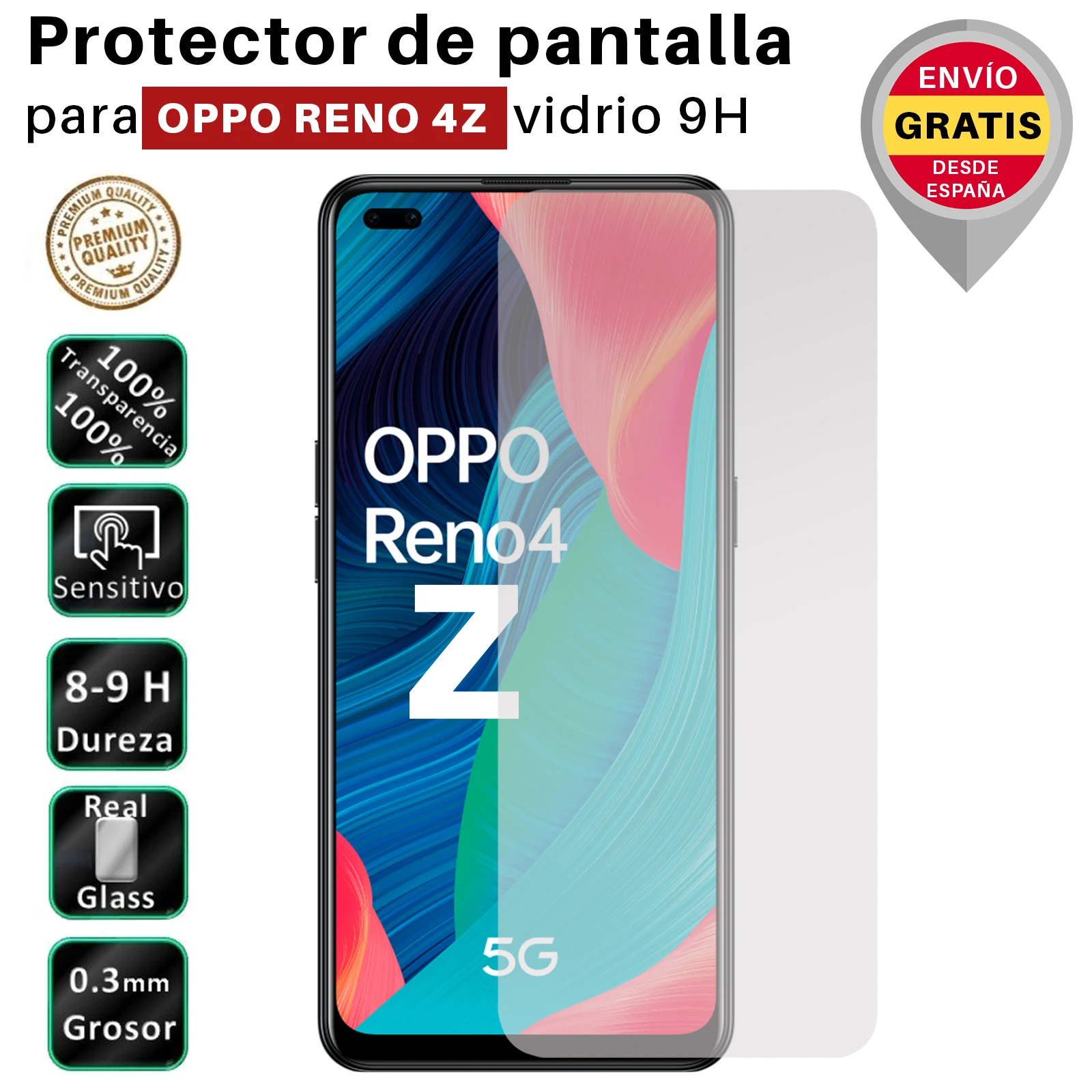 Proteggi Schermo In Vetro Temperato Oppo Reno 4Z Per Movil. Glass 9H - Movilrey