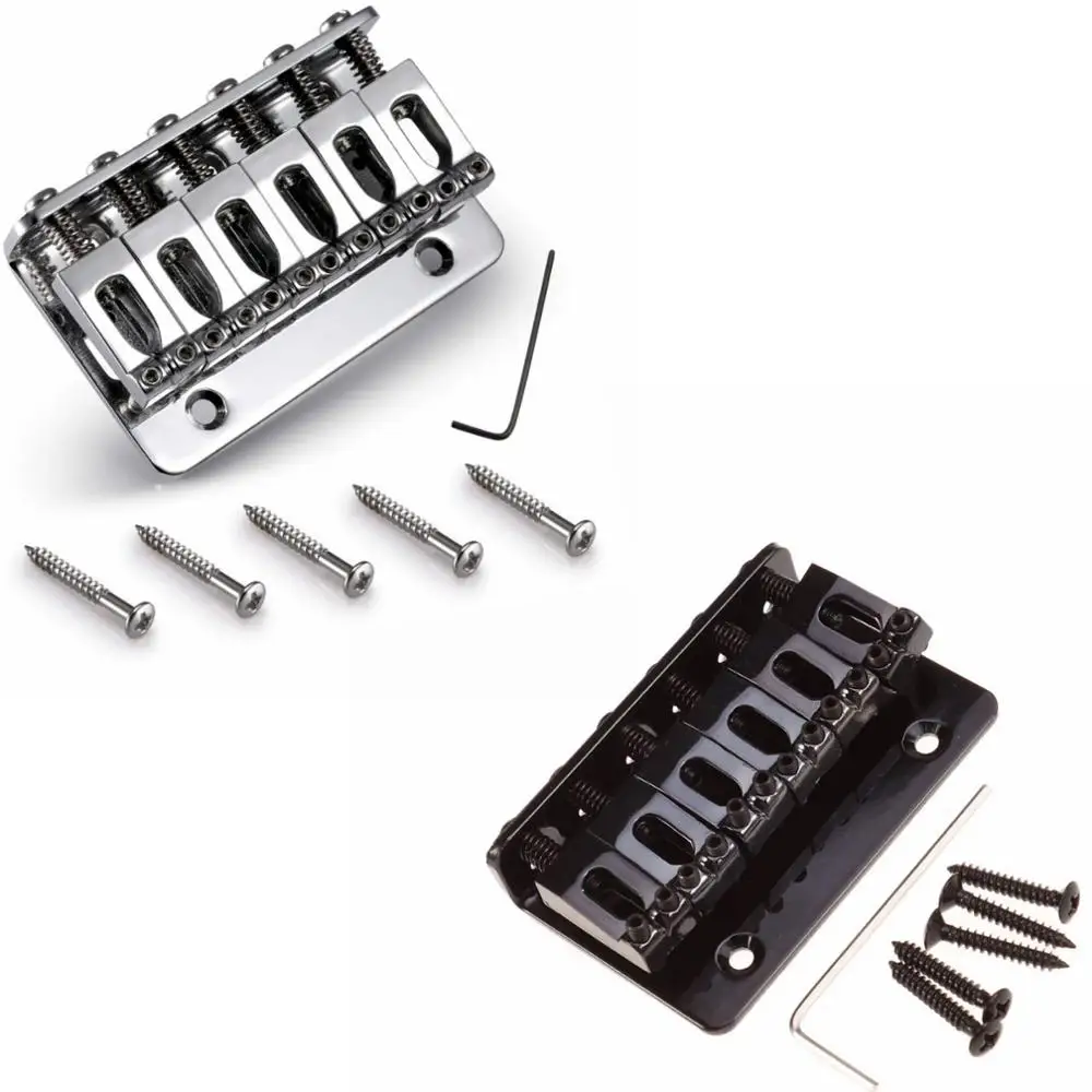 

1set 6 String Hard tail Bridge Saddle Top Load Guitar Bridge for FD ST TL Electric Guitar Chrome/Black