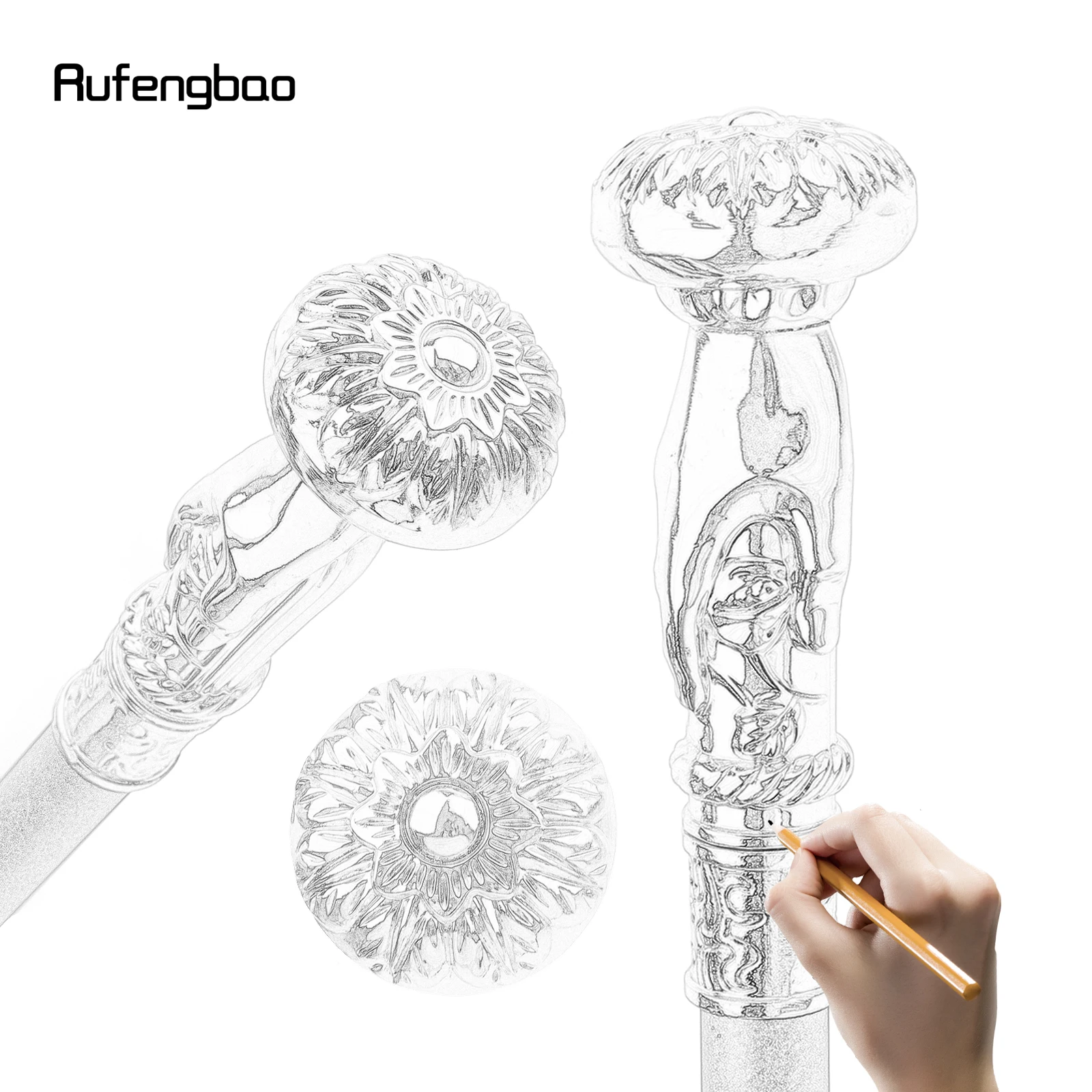 Golden Hand Hold Flower Luxury Fashion Walking Stick For Party Decorative Cane Elegant Crosier Knob Walking Stick 93cm_desvips.com