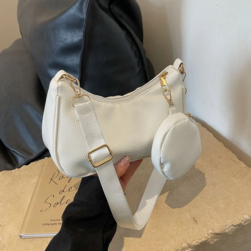 Women's Black Shoulder Bag Casual Fashionable Versatile Bag Handheld Large Capacity Dumpling Bag Crossbody Bag