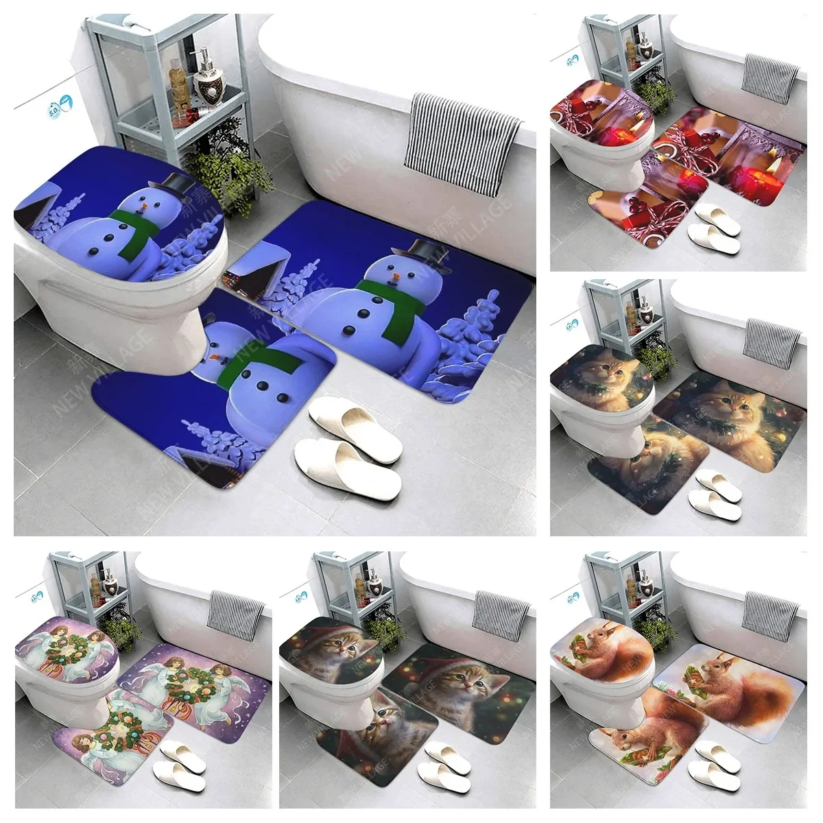 

home bathroom floor mats Christmas animals Bath Foot mat modern bathroom accessories rug Toilet mat Bathtub anti-slip carpet