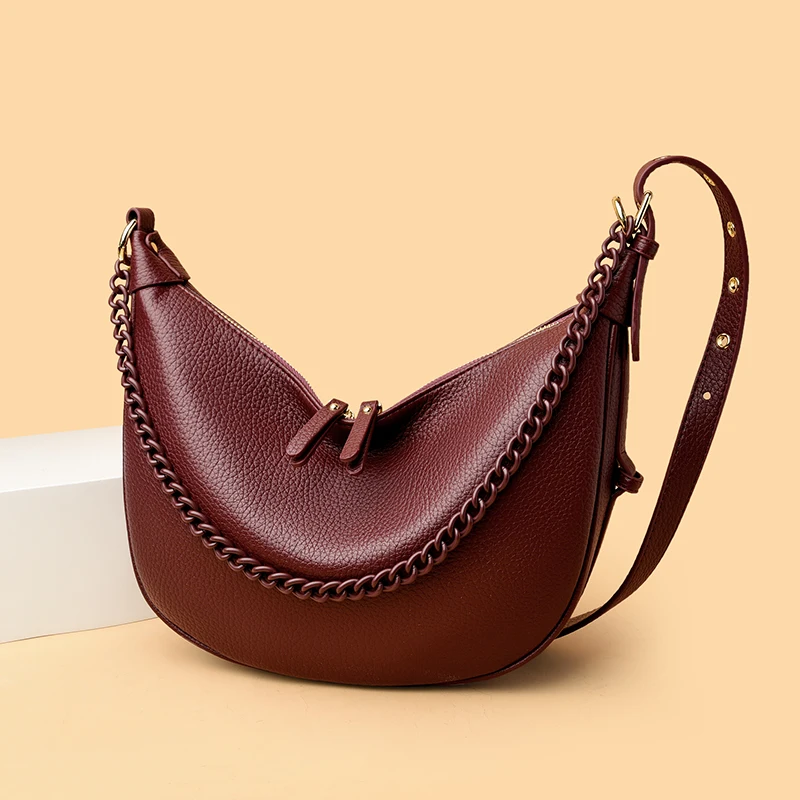 2026 Borsa tote da donna di lusso di marca genuina Designer Borsa a tracolla a tracolla in morbida pelle retrò Catena di moda Tinta unita Sac A Main - immagine 5