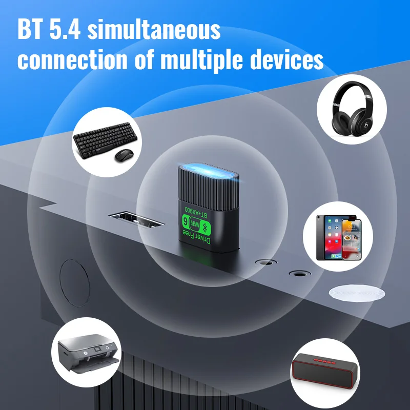 KEBIDUMEI 2IN1 WIFI6 AX900 USB WiFi 네트워크 카드 블루투스 5.4 무선 어댑터 Win10/11용 듀얼 밴드 2.4/5GHz 900Mbps 수신기