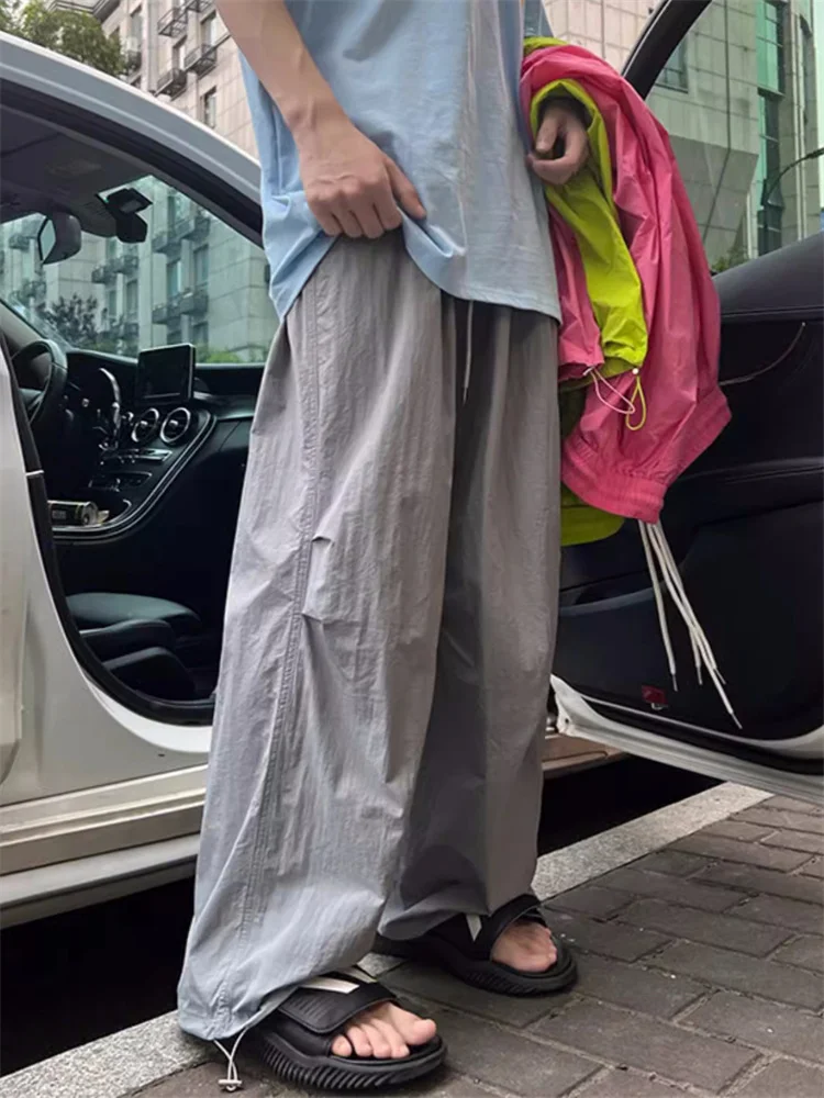 Deeptown Y2K Harajuku Parachute Pants Women Oversized Streetwear Hip Hop Wide Leg Track Trousers Egirl Drawstring Sweatpants