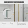 56-60 inch W x 76 inch H glass shower door, frameless shower door with handle and waterproof sealing strip, gold color 5