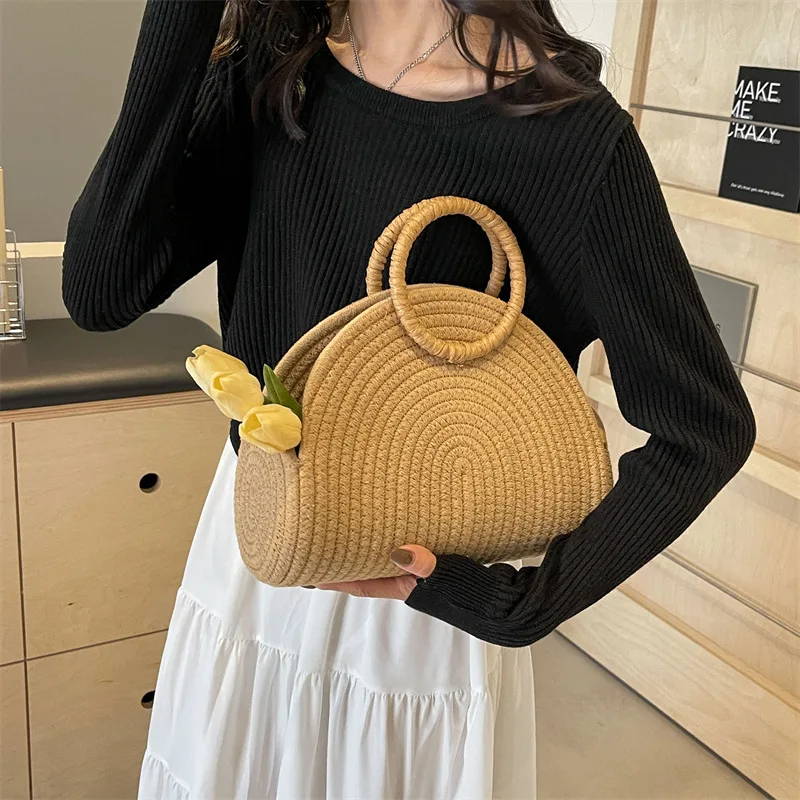 

2024 New Large Capacity Basket Tote Fashion Seaside Vacation Beach Straw Bag