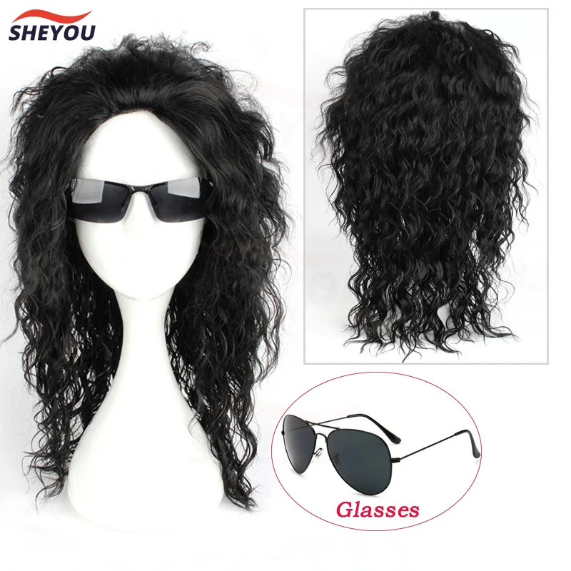 High Quality Jackson Cosplay Wig Long Curly Black Heat Resistant Synthetic Hair Anime Cosplay Wigs + Wig Cap