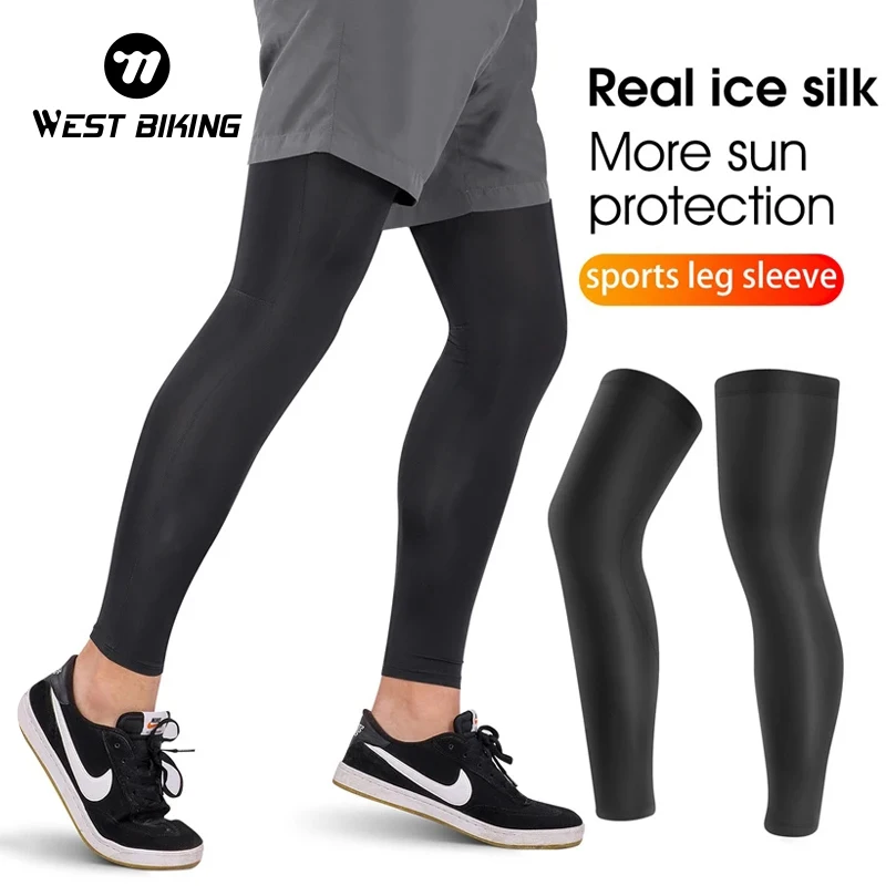 WEST BIKING Ice Silk Cycling Leg Sleeves UPF50+ Anti UV Summer Riding Leg Sleeves Quick Dry Sport Kneepad Protective Equipment cycling leg sleeves