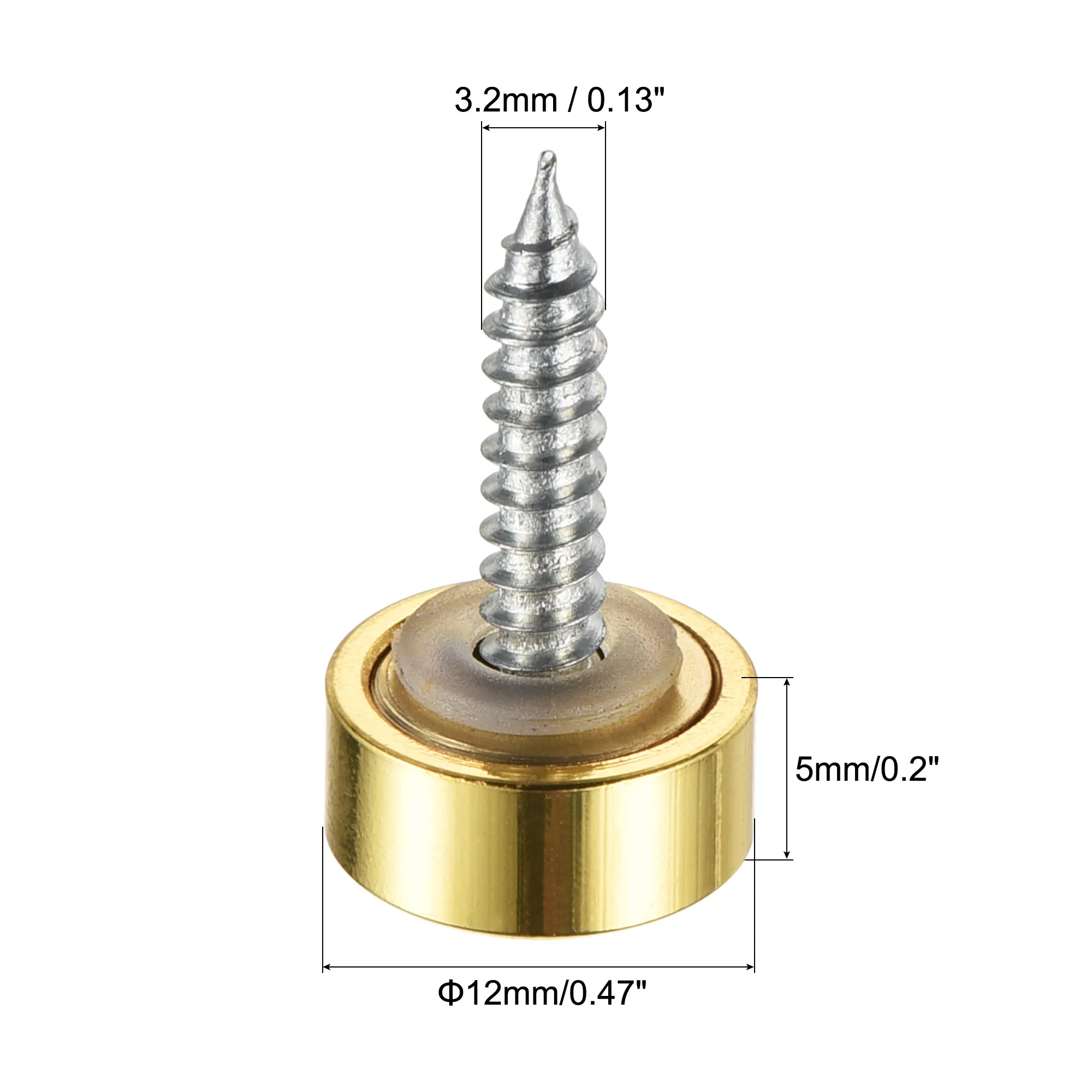 Uxcell 골드 톤 황동 미러 나사, 장식 캡 패스너 커버, 손톱 연마, 12mm/0.47 인치, 2 개