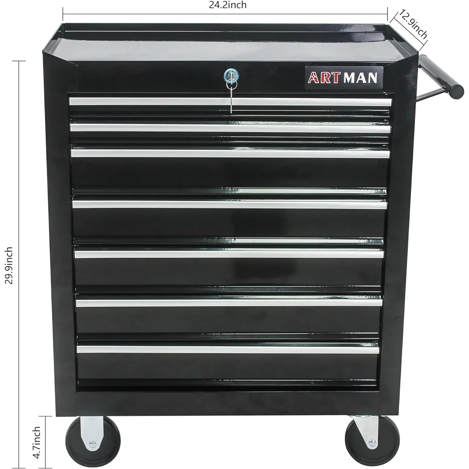 7-Drawer Rolling Tool Box, Tool Chest with Wheels and Locking System,High Capacity Tool Storage Cabinet Organizer (Black) 6