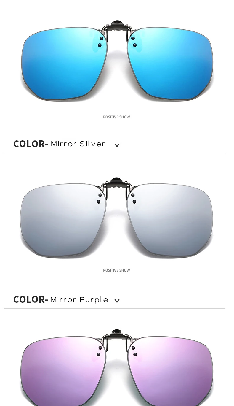 Neu eingetroffene polarisierte Klapp-Sonnenbrillen-Clips für Myopie-Brillen, Retro quadratische photochrome Gläser-Clip-on-Sonnenbrillen-Clips C8322 – Detail 17