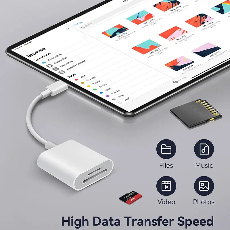 2 in 1 USB-C 카드 리더, USB C-SD 카드 OTG SD/TF 메모리 컨버터 (아이패드 프로, 맥북 및 기타 태블릿용)