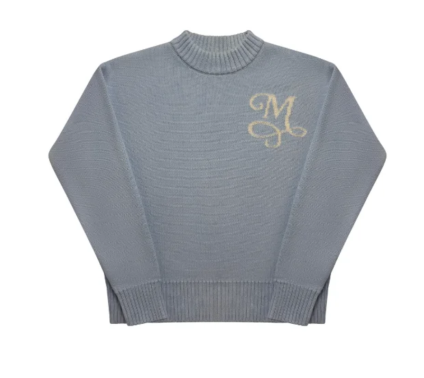 Ретро-светр з довгим рукавом Y2K Signature M Logo Pattern Pullover Men New Fashion High Street Casual Streetwear Boxy Knitted Top