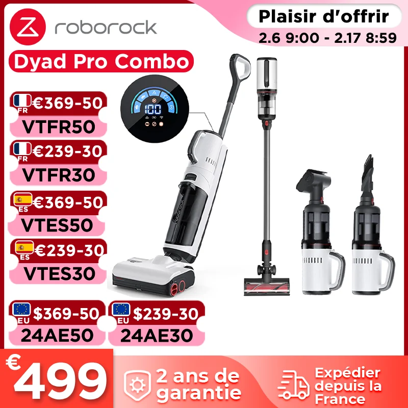 [-$50: Lds50] Roborock Dyad Pro Combo 5-In-1 Aspirapolvere Cordless Wet Dry Self-Cleaning & Drying App Control Upgrade Da Roborock Dyad Pro