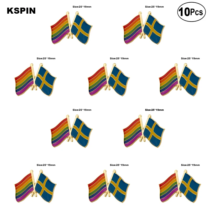 

Rainbow&Sweden Pride Lapel Pin Flag badge Brooch Pins Badges 10Pcs a Lot
