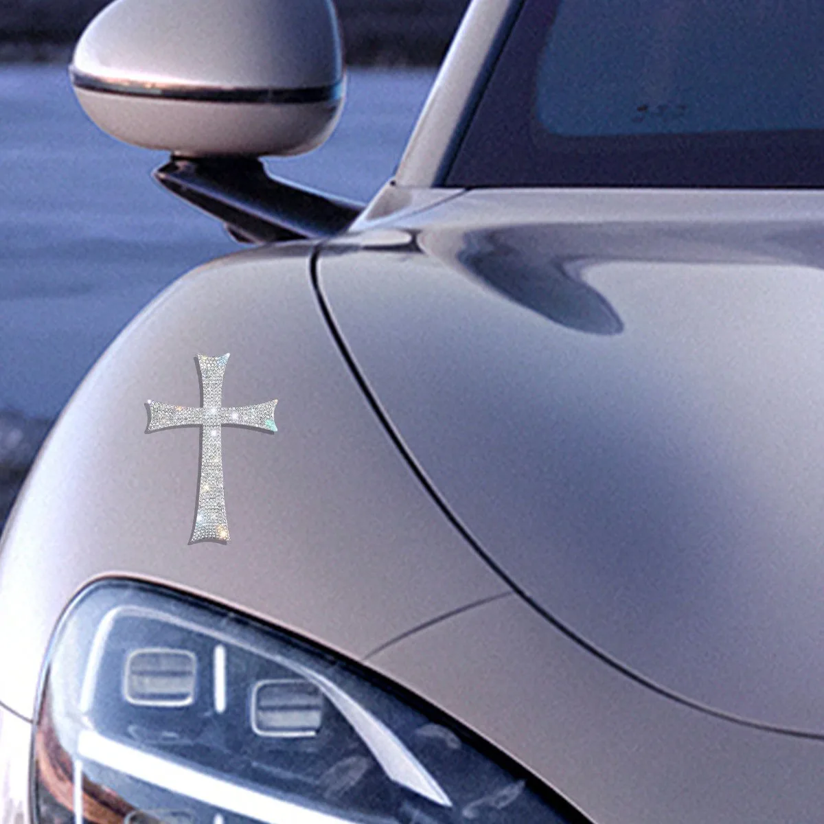 2 shiny 3D three-dimensional cross stickers, multi-purpose decorative stickers, suitable for vehicle surfaces, home accessories - 2