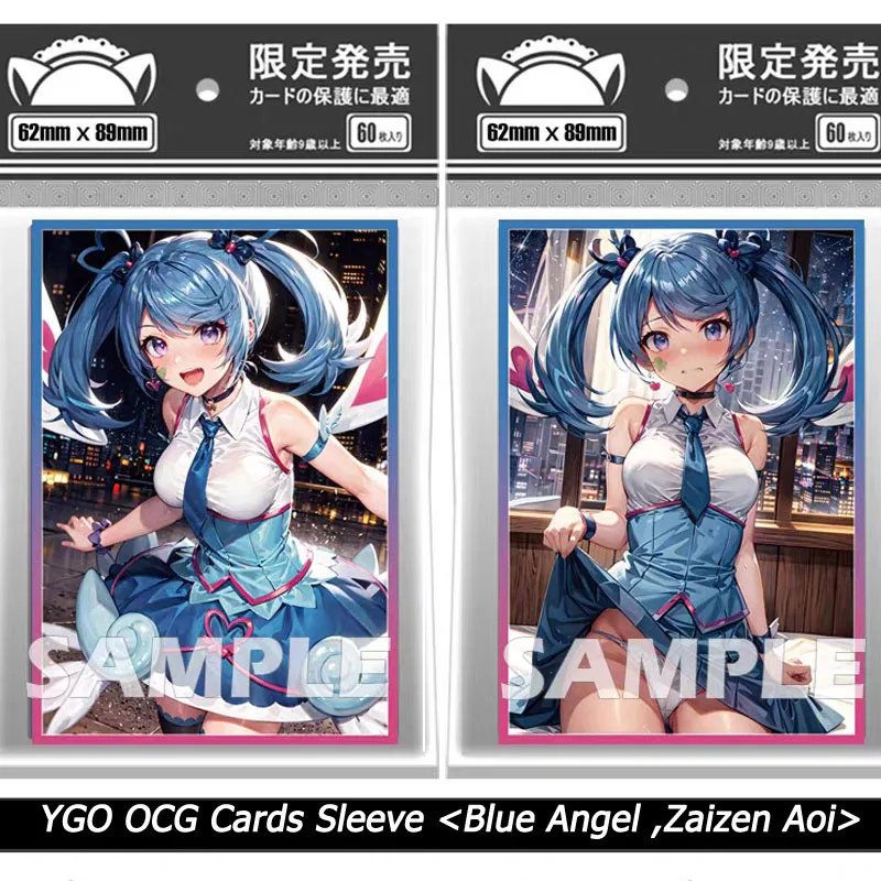 

60PCS/PACK Yu-Gi-Oh! OCG Cards Sleeve Yugioh Zaizen Aoi Blue Angel Figures Girl Card Sleeves Color Flash Protector Case Cover