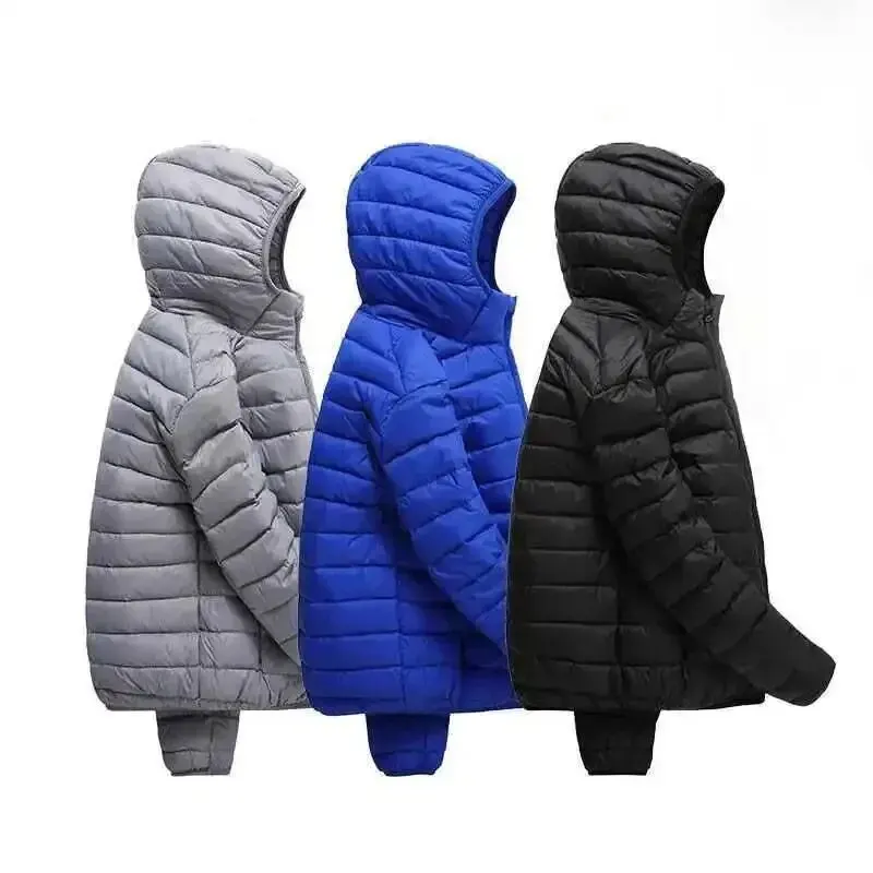 Shiny Cotton Coat Men's Mid-length Hooded Zipper Thickened Solid Color Slim Down Cotton Coat Winter Outdoor Cotton Jacket