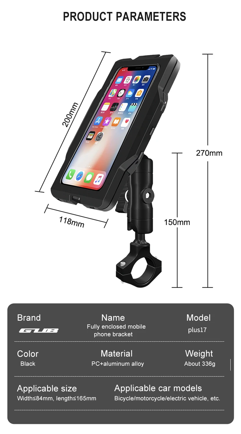 GUB Fahrrad-Telefonhalter, universeller Fahrrad- und Motorrad-Lenker-Clip, Ständer, Halterung für Handy-Halterung, Halterung für 7-Zoll-Smartphones – Detail 3