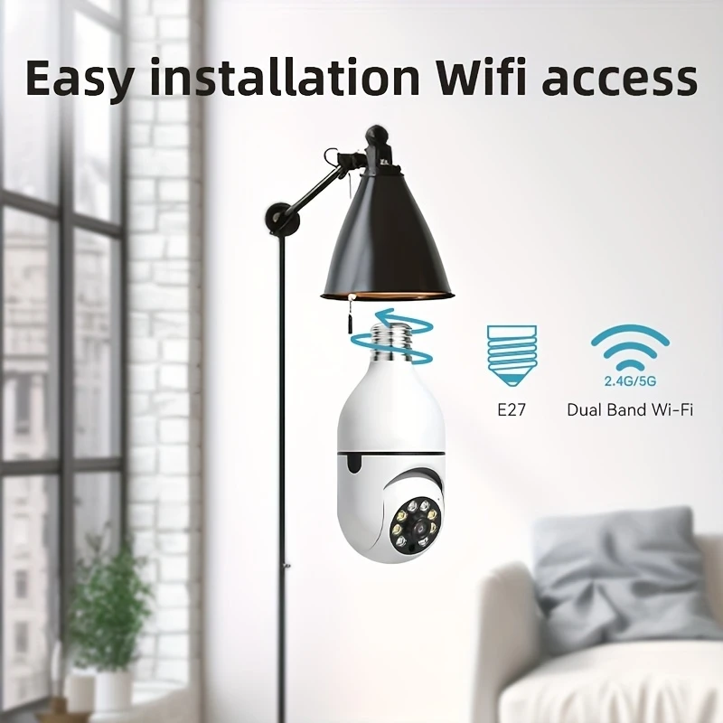 2Pc Ease Life APP-Light Bulb Security Cameras Outdoor Wireless WiFi Camera 5GHz, 360 Degree, E27 Light Socket Screw In Securi 2