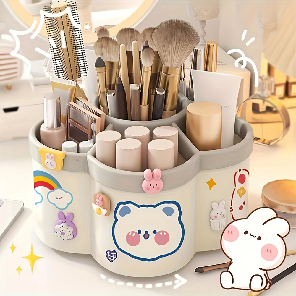 360° Rotating Pen Holder Desk Organizers Large Capacity Pen Storage Box Cosmetic Brush Organization Study Dormitory Accessories