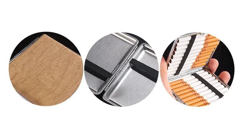 20 pack Leather Cigarette case creative personalized imitation wood grain Coarse tobacco men portable cigarette box accessories