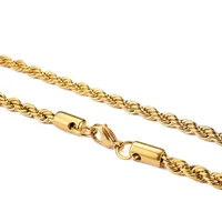 2-6MM Gold Color Twisted Rope Chain Necklace Stainless Steel Never Fade Waterproof Choker For Men Women Fashion Jewelry 5