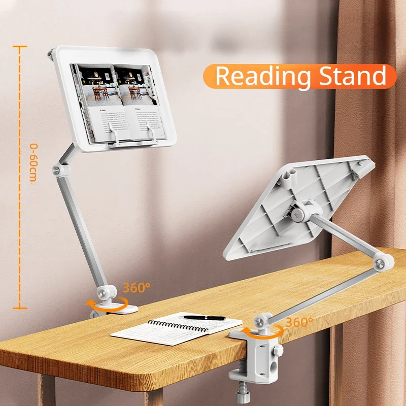 Eary Book Stand for Reading Adjustable Book Holder with 360&deg;Rotating Clamp Desktop Reading Holder for Tablet Laptop Textbook