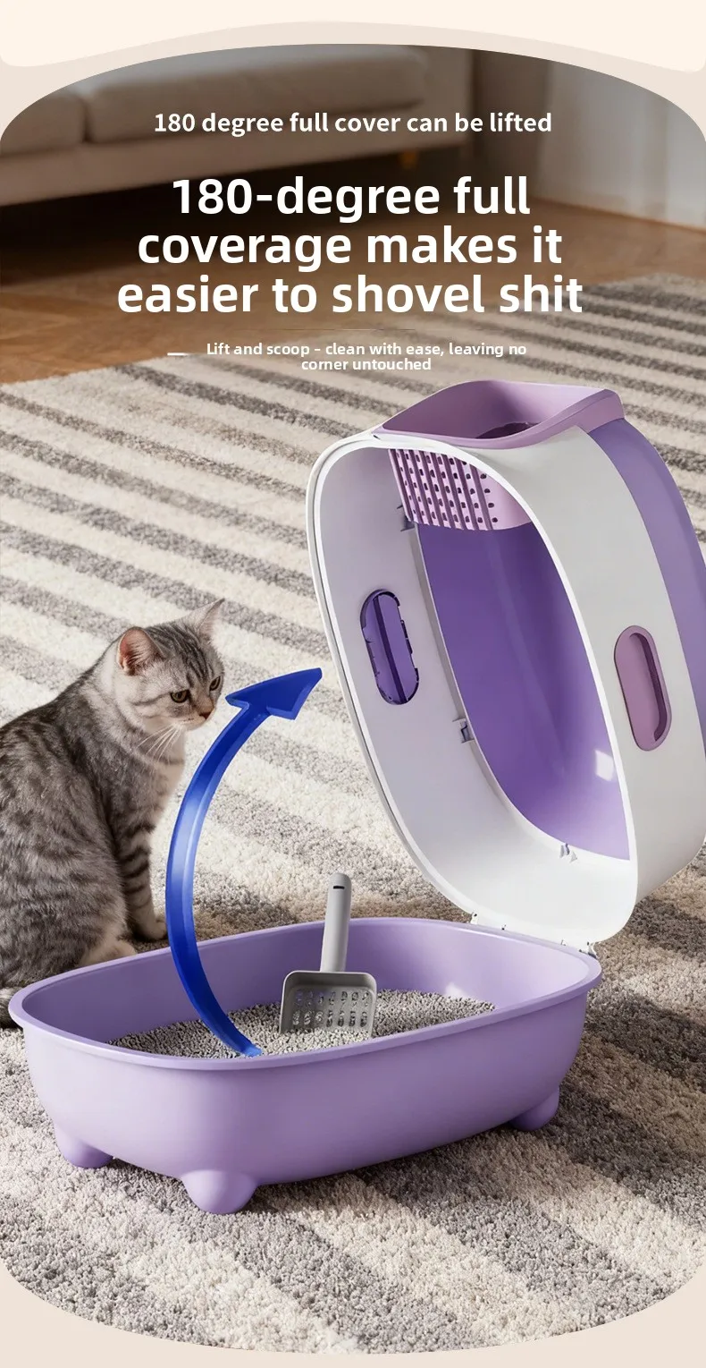 Fully Enclosed Cat Litter Box With Automatic Uv Odor Control_voghion.com