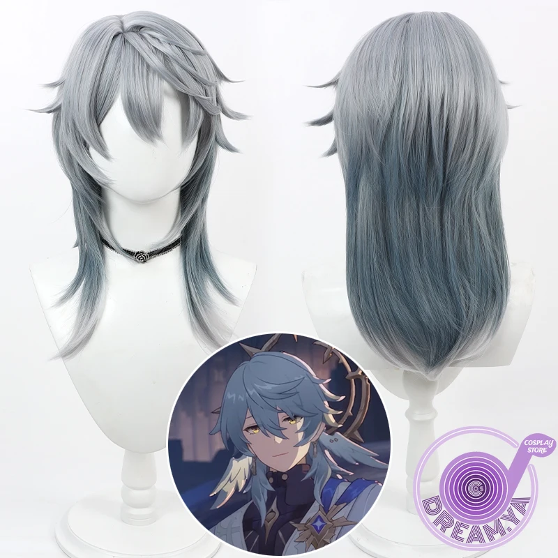 

Sunday Cosplay Wig Honkai Star Rail 70cm Gray Blue Heat Resistant Synthetic Hair Halloween Party Role Play + Free Wig Cap