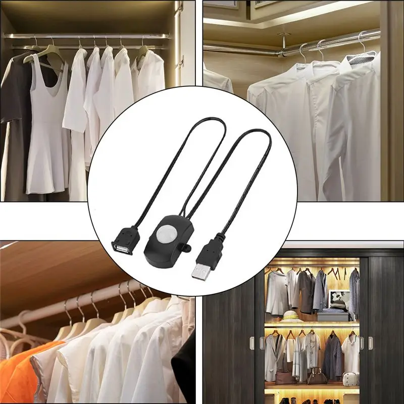 5 Pcs 적외선 모션 센서 스위치 DC 5V/12V/24V USB PIR LED 라이트 스트립 지능형 바디 모션 센서 블랙