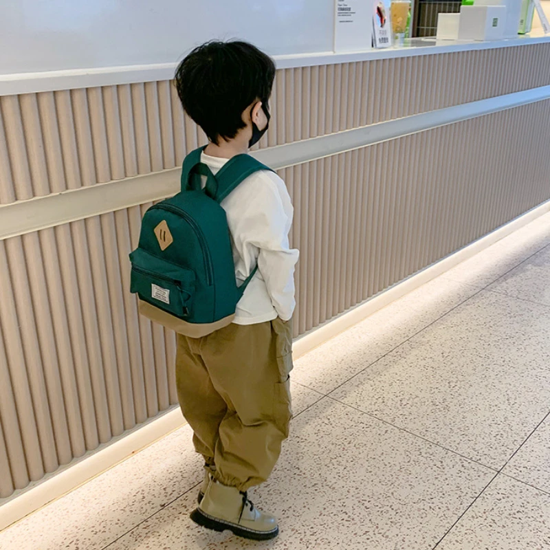 NEW Backpacks Kid Mini Bookbag Large Capacity Lightweight Trendy Design Casual Travel All-match Boys Canvas Mixed Colors Zipper