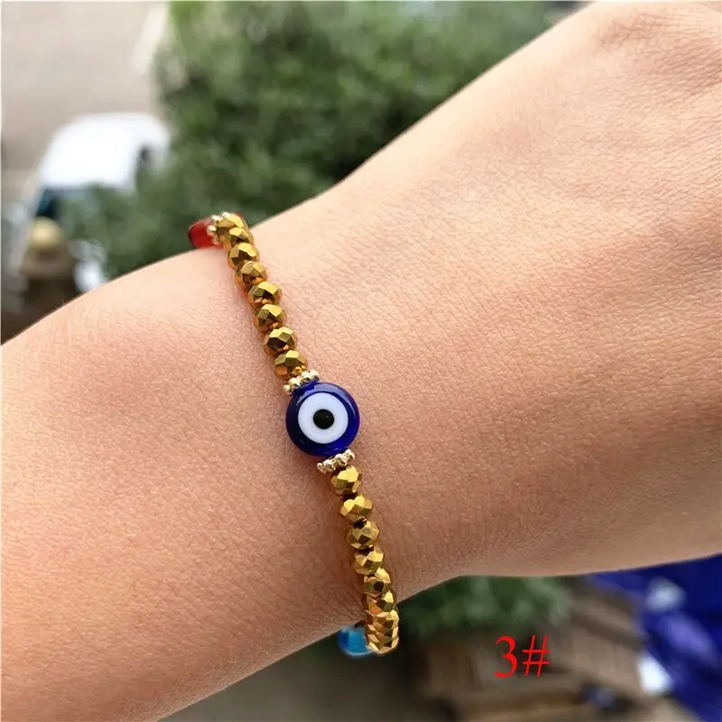 Turkish Eye Bracelet Red Blue Evil Eyes Handmade Color Crystal Bracelets for Women Men Bracelet Jewelry