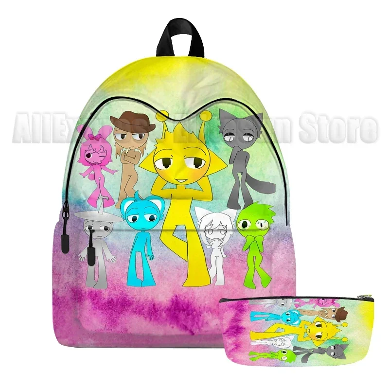 2pcs Sprunki School Backpack for Girls Incredibox Cute School Bags Waterproof Bookbag Teens College Student Travel Shoulder Bag - Image 5